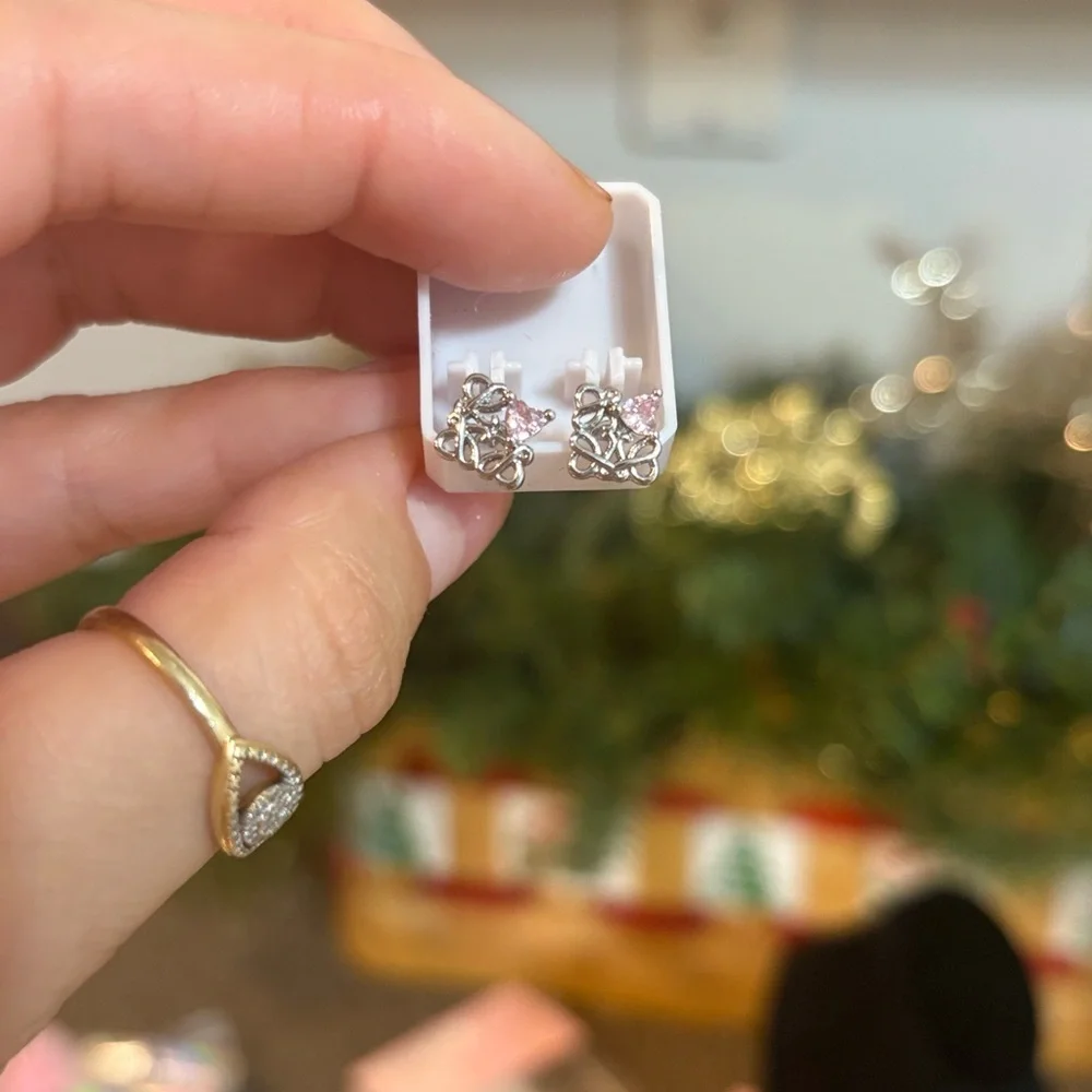 Loewe Silver and Pink Stud Earrings